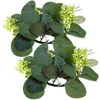 Dekorativa blommor 2 PCS Candlestick Garland Eucalyptus ringer godis jul eller kransar för pelare Silk Flower Artificial Leaf Party