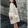 Pelliccia delle donne Delle Donne Artificiale Visone Trench E Impermeabili Imitazione Cardigan Tasca Monopetto di Lana Furry Magliette E Camicette 2023 Autunno Inverno