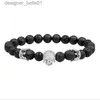 Charmarmband Tren Lava Stone Beads CZ Skull Hjälm och Lmperial Crown Armband för män Kvinnor Handmake Armband Smycken Natural Beadsl231214