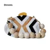 Fashion New Women Messenger Bag Wedding Handbag European Elegant Black White Striped Evening BagsAcrylic Cute Bead Casual Clutch242r