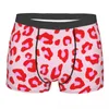 Cuecas leopardo impressão vermelho e rosa roupa interior homens personalizados pele de pele boxer briefs shorts calcinha macia