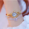 Montres-bracelets à la mode de luxe élégante montre pour femme sertie de diamants bijoux horloge étanche V60