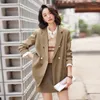 Women's Suits Beige Blazers Women Jacket Brown Business Work Office Temperament Elegant All Match Chic Casual Fashion Professional Tops