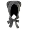 Boinas Anime Ear Beanie Hat para niñas femeninas Flap Invierno Otoño Cálido Bonnet a prueba de viento Moda Harajuku Skull Cap 28TF