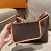 PM Designer Womens Shoulder Bag Tote Coated Canvas Leather Vintage 2in1 Hobo With Wallet Fashion Lady Bowknot Coin Purse Handbags Brown