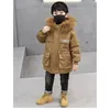 Para baixo casaco crianças parkas inverno com capuz jaqueta para meninos topo crianças carta quente casacos de bebê causal outerwear 231212