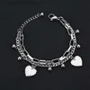 Charm Armband 316L Rostfritt stål Nytt mode Upskaliga smycken Böhmen 2 Lager Ball RS Heart Charm Thick Chain Armband för Womenl231214