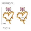 Conjuntos de jóias de casamento Uworld Aço Inoxidável Lava Coração Amor Brincos Ocos Prevenir Alergia Luxo Cubic Zirconia Temperamento Moderno 231212