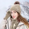 Bandanas Winter Wool Beanie Scyn Rękawiczki dla kobiet z POM DŁUGO SEKCJĄCEJ SEKCER