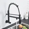 Kitchen Faucets Rozin Matte Black Pull Down Faucet Single Cold Water Dual Spouts Tap 4 Colors Wall Mounted ABS Nozzle Crane 231211