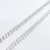 S925 Silver Moissanite 8mm Double Row Stone Cuban Chain för att skapa ett Hip Hop -halsband med stor känsla av mode