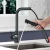 Keukenkranen Zwart Uittrekbare Wastafel Kraan Twee Model Streamen Sproeier Nozzle Roestvrij Staal Koud Water Mengkraan Dek 231211