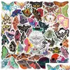 Other Decorative Stickers 50Pcs Retro Butterfly Stickers Moths Butterflys Moth Iti For Diy Lage Laptop Skateboard Motorcycle Bicycle S Dh5Qd