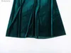 Jupes TRAF 2024 velours Midi jupe femmes taille haute jupe longue femme vert jupes plissées pour femmes Vintage fête femmes jupesL231212