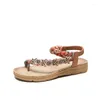 Sandaler kvinnors plus-size Summer Boho Flip-Flops Lätt och bekväm mjuk enda enkel modestil elastisk band