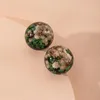 Stud Earrings Korean Fashion Natural Dried Flower Resin Round For Women Handmade Female Creative Elegant Jewelry Gift