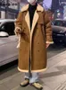 Pelliccia da uomo Pelliccia sintetica Mauroicardi Autunno Inverno Lungo Fresco Sciolto Spessore Caldo Marrone Cappotto di pelle di pecora finta tosata Uomo Doppio petto Abbigliamento unisex 231211