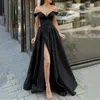 Casual jurken Formele jurk Off-shoulder Hoge split Vloerlengte Schoolfeest Lang Sexy Split-end Temperament Elegante feestavondkleding