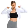 LL Women Zip Jackets Women Short Crop Jacket Top Run Sports Jacket Hole Hole Long Long Stand-Up jack