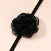 Choker Rose Flower Mesh przędza z długą wstążką vintage obrońca Naszyjnik