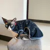 Kattdräkter Sphynxkläder för katthårlös kattsträng bomullsjacka Plaid PLEW för Pet Devon Rex Soft Fashion T-shirt för vårens outwear 231212