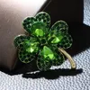 Pins Brooches CINDY XIANG Rhinestone Clover Brooches For Women Green And Red Color Pin Peace And Health Plant Jewelry 231211