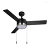 Better Homes & Gardens 44" Indoor Matte Black Satin Nickel 3 Blade Reverse Airflow Ceiling Fan Fans