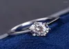 Cluster Rings Moissanite Engagement Platinum Plating Sterling Silver 1CT 2CT 3CT Diamond Wedding Classic 6 Prong RingCluster Wynn28374729