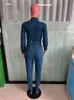 2024 Designer Fall Winter Denim Jumpsuits Kobiety Rompers z długim rękawem Rompers swobodne obracki dżinsy One Piece Hurtowe ubrania uliczne 10408