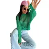 Женские свитера 2023, модные осенние вязаные расклешенные рукава, свободные полые свитер с круглым вырезом, повседневные сексуальные