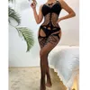 Vrouwen sexy visnet lingerie kleding erotische eendelige mesh transparante bodystocking bodysuit dame panty jumpsuit kostuums sexy