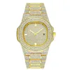 Mode Männer Frauen Uhr Diamant Iced Out Designer Uhren 18K Gold Edelstahl Quarzwerk Männlich Weiblich Geschenk Bling Wristwat220A