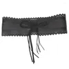 Belts Y166 Hollow Flower Trim Bow Tie Wrap Corsets Dress Black Waistband Wide Waist Belt