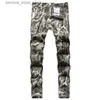 Jeans maschile maschile serpente slim fit hip hop hop stampata serpente serpente cantante notturno jeans q231213