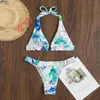 Kadın Mayo Mayo Kadınlar 2023 Seksi Çiçek Baskı Bikini İki Parça Yüksek Bel Thang Triangen Kupası V-Neck Beach Bathing Suit Xn211141