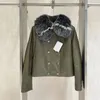 Giacca in vera pelle da donna Vera pelliccia con collo in pelliccia Cappotto invernale Donna 2023 Moda corta lunghezza spessa caldo doppio petto