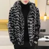 Men's Fur Faux Fur Men's Fur Faux Fur Winter Faux Fur Mink Jacket Mink Thicken Warm Hooded Fur Coat Long Sleeve Zipper Slim Korean Business Brand Men Clothing 231212