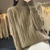 Kadın Sweaters Sonbahar ve Kış Saf Yün Kaşmir Kazak Bayanlar 'Yarı Saçlı Boyun Twist Elmas Kalın Sıcak Moda Gevşek Örgü Üst