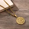 Gold Color Mens Compass Necklaces,vintage Viking North Star Anchor Medal,14k Yellow Gold Pendant for Male Dad Boyfriend Gift 728
