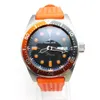 Montres-bracelets PARNSRPE - Montre automatique mécanique orange pour hommes Japon NH36 Lumineux Mode Saphir Enduit Étanche Acier Inoxydable Brossé