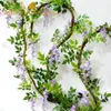 Fleurs artificielles de glycine, 5 pièces de Long, 2M 78 7 pouces de haut, fleurs décoratives en rotin, en soie, pour mariage à la maison, 213T
