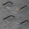 Whole Metal Mix Plank Arms Rimless Micro-paved Diamond Set Frames Wooden Eyewear Myopic Glasses Male and Female 18K Gold Frame198D