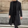 Men's Wool Blends Men's Wool Blends S-3XL Winter Men Coats Woolen Solid Long Sleeve Jackets Fleece Men Overcoats Streetwear Fashion Long Trench Outerwear 231212