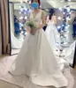 2024 vestido de casamento simples com decote em v sem costas grande arco cetim a linha vestido de festa de noiva feito sob encomenda para a mulher vestido de noiva robe mariage