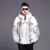 Men's Fur Faux Fur Men's fur mink coat hooded slim-fit zipper short casual jacket plus size 231211