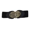 Cinture Cintura elastica da donna Elegante corsetto ampio Corda elastica universale decorativa con fibbia floreale cava F0T5