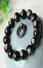 Bracelet en obsidienne noire naturelle, bracelet en or saupoudré, perles rondes de 814mm, goutte 5725314