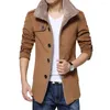 Men's Trench Coats Men Winter Warm Fur Lined Overcoat Coat Long Jacket Outwear Windbreaker Solid Color