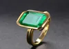 Gold Color 18k Natural Emerald Rings Women Vintage Real Sier 925 Ring Mens Jewelry Brand Anniversary Party Gifts7468477