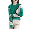 Women's Sweaters Beig Sweater Round O Neck Pullover Graphic Green Knit Tops For Woman In Streetwear Fashion 2023 Crochet Collection